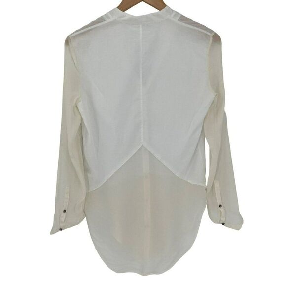 Helmut Lang Element Sheer Hem Shirt Cotton Silk White Ivory Women Small - Picture 9 of 13